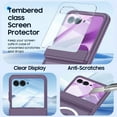 thumbnail image 3 of Vizvera for Motorola Razr 2026/2025/2024 Phone Case,with Magnetic Power[Screen Protector][Hinge Protection] Translucent Matte Shockproof Case-Purple, 3 of 11