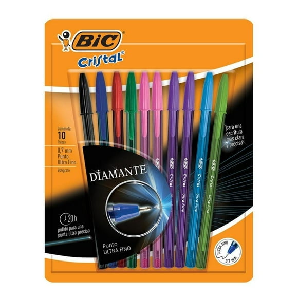Bolígrafo BIC Cristal Punto Ultrafino de Colores 10 piezas