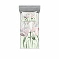 thumbnail image 2 of Flower Bedding Set with Sheet & Covers, Floral Pink Roses Tulips Abstract Garden Leaves with Petals and Buds Detailed Print Image, Printed Bedroom Decor 2 Shams, 4 Sizes, White, by Ambesonne, 2 of 3