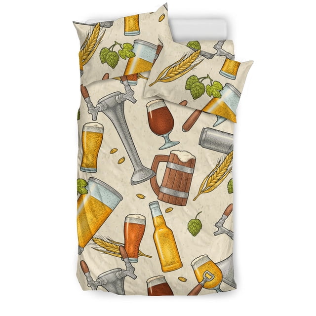 Juego de cama con estampado de cerveza