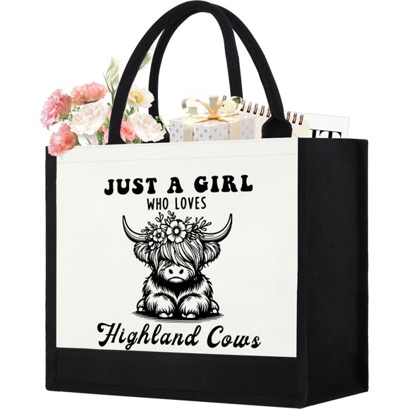 Bolsa de lona GevguxLuo Highland Cow Print para mujer