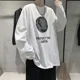 thumbnail image 5 of Camiseta de hombre con mangas, estilo moderno, holgada, capa base, estilo Hong Kong, marca de moda, versión coreana, ropa versátil para estudiantes, 5 of 5