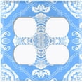 thumbnail image 3 of Metal Light Switch Plate Cover Mandala Blue White Floral Pattern Damask MDL079, 3 of 13
