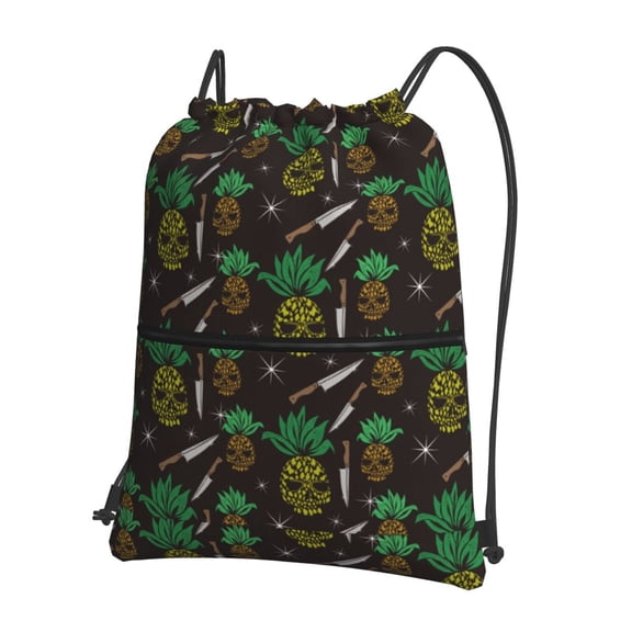 Honeii Pineapples Print Drawstring Backpack,String Bag,Sackpack Cinch Water Resistant Nylon for Gym Shopping Sport Yoga