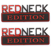 2X Redneck Edition Emblem Rear Side Sicker Fit For F-150 F250 F350 Silverado RAM 1500 (Red-silver)