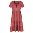 thumbnail image 7 of MYAOYI Dresses for Women Square Neck Short Sleeve Midi Dress Ditsy Floral Tiered Flowy Summer Casual Dress, 7 of 7