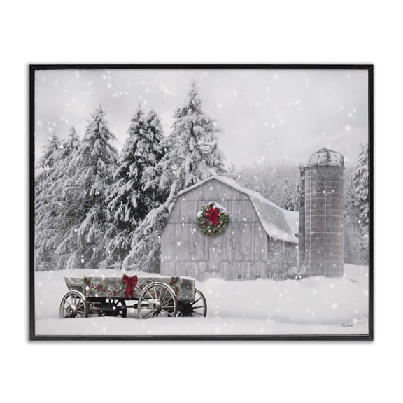Stupell Industries Farmhouse Snow Covered Farmland Black Framed Giclee Art, 14 x 11, by Lori Deiter