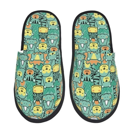 

Yiaed Animals with Leaf Print Unisex House Slippers Slip on Warm Shoes Indoor Outdoor with Anti-slip sole-Medium