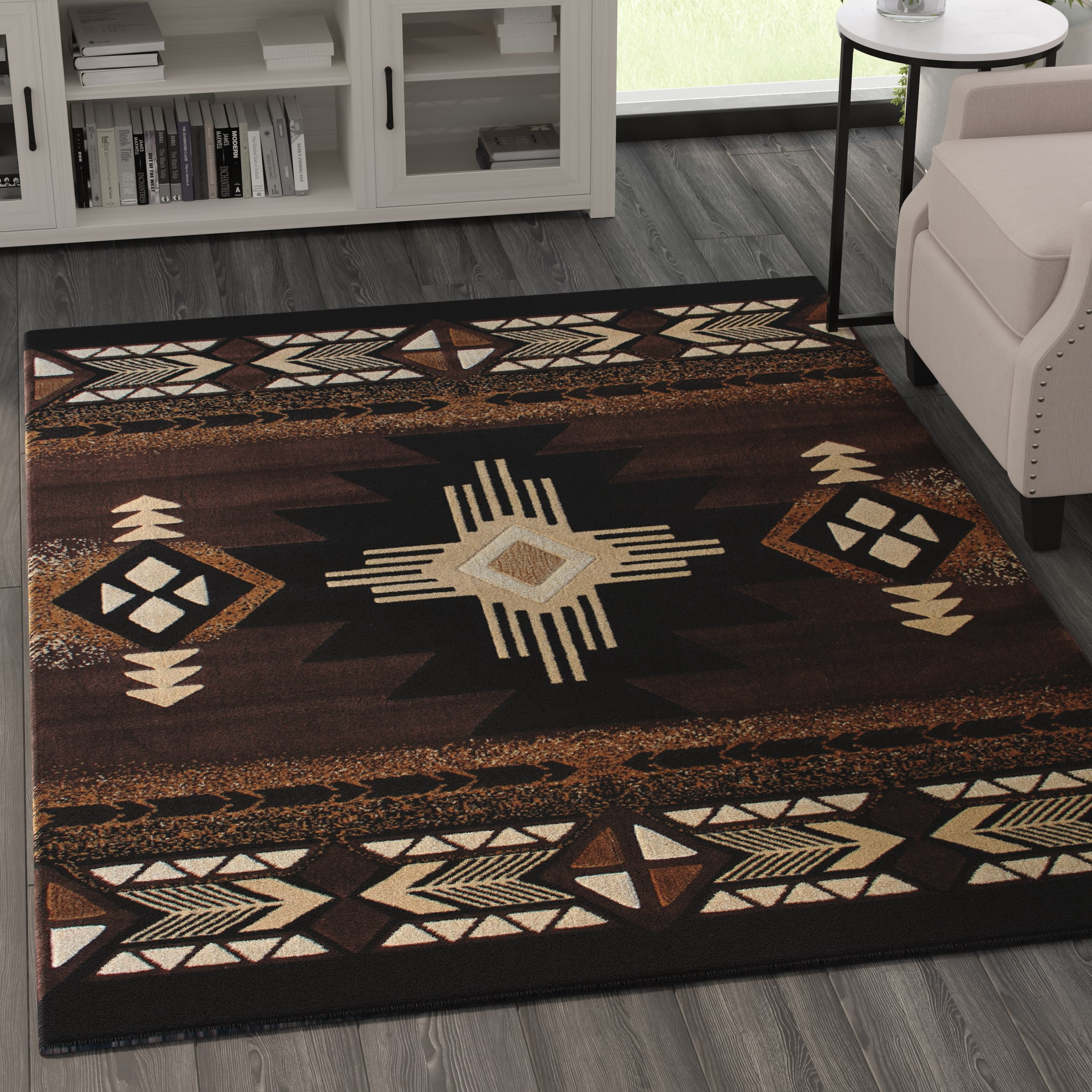 BizChair South West Native Area Rug Design C318 Chocolate (5 Feet X 7 Feet)