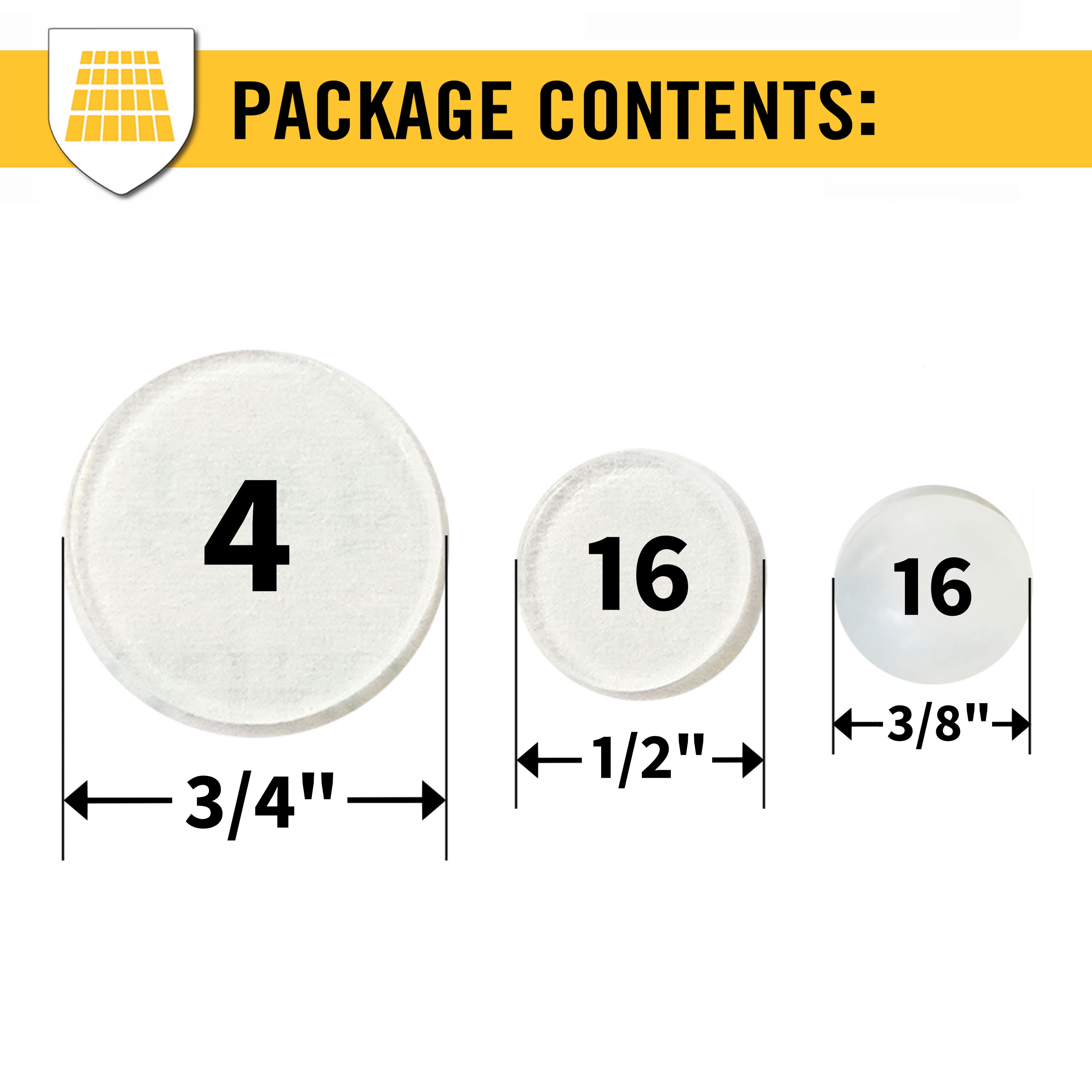 Super Sliders Clear Adhesive Bumpers, 36 Pack Assorted Sizes - Furniture Pads and Sliders