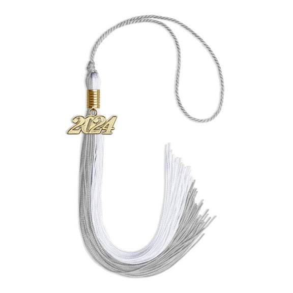 Endea Graduation Grey/White Graduation Tassel with Gold Date Drop