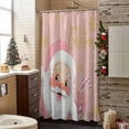 thumbnail image 3 of Merry Christmas Bathroom Shower Curtain Pink Santa Claus Poinsettia Winter Snowflake Waterproof Washable Shower Curtains for Bathtub Bath Decor with Grommets and Hook 66 X 72 Inch, 3 of 8