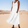 thumbnail image 2 of ZHUGeLI Women's Summer Dresses Cotton and Linen Dress Long Sleeveless Solid Color Dress with Pocket Skirt, 2 of 7