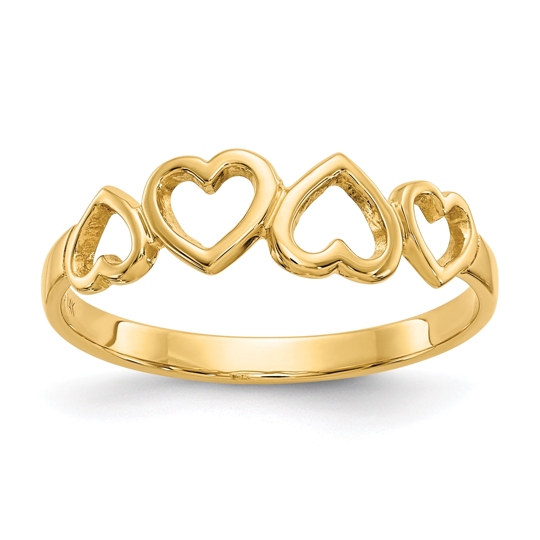 14K Yellow Gold Heart Ring Size 6