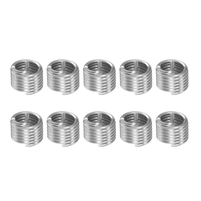 Unique Bargains M5 x 0.8 1.5D 7.5mm 304 Stainless Steel Wire Thread Insert Threaded Sleeve 10 Pack