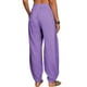 thumbnail image 5 of Moda Mujer Verano Casual Suelto Algodón Y Lino Bolsillo Sólido Pantalones Pantalones, 5 of 7