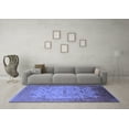 thumbnail image 3 of Ahgly Company Machine Washable Indoor Square Oriental Blue Industrial Area Rugs, 5' Square, 3 of 4