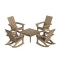 thumbnail image 2 of WestinTrends Ashore 5 Piece Patio Rocking Chair Set, All Weather Poly Lumber Adirondack Rocker Conversation Set Porch Patio Chairs Set of 4 with Low Coffee Table, Weathered Wood, 2 of 10