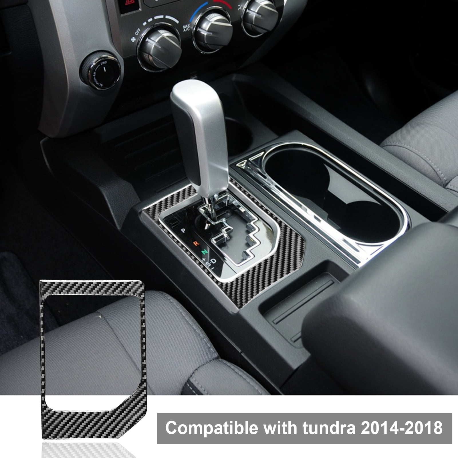 For Toyota Tundra 2014-2018 Car Gear Shift Knob Panel Carbon Fiber Cover Trim