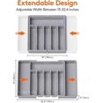 thumbnail image 3 of Cutlery Drawer Organiser, Expandable Utensil Tray for Kitchen, Adjustable Silverware and Flatware Holder, Large, Grey, 3 of 5