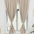 thumbnail image 4 of Fmbmuo Blackout Curtains for Bedroom Thermal Insulation Beige Solid Decorations， Machine Washable 1 pcs Minimalist Punch-free Window Curtains， Bedroom/Living Room,79 Inch, 4 of 5
