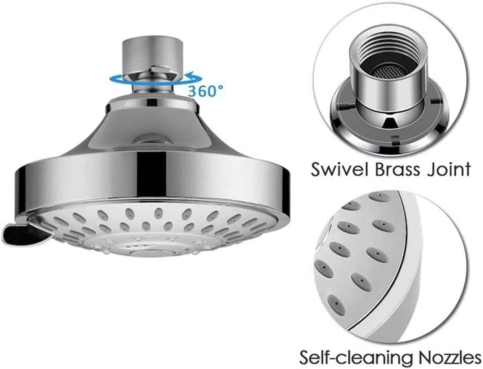 Shower Nozzle Shower Head, High Pressure Rain Fixed Showerhead Rainfall 5-Setting with Adjustable Metal Swivel Ball Joint