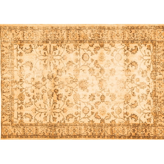 Ahgly Company Indoor Rectangle Abstract Orange Contemporary Area Rugs, 8' x 12'