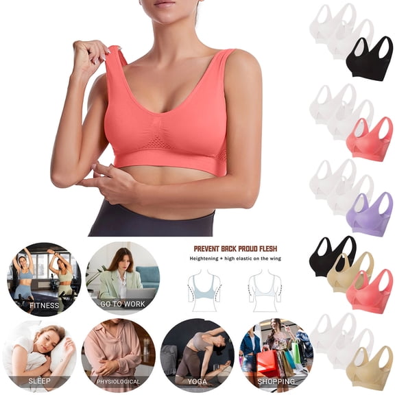 Mceream 3 Pack Sports Bras for Women High Impact Plus Size Moisture Wicking Workout Bras Comfy Seamless Wireless Sports Yoga Bras Athletic Bralettes Multicolor L