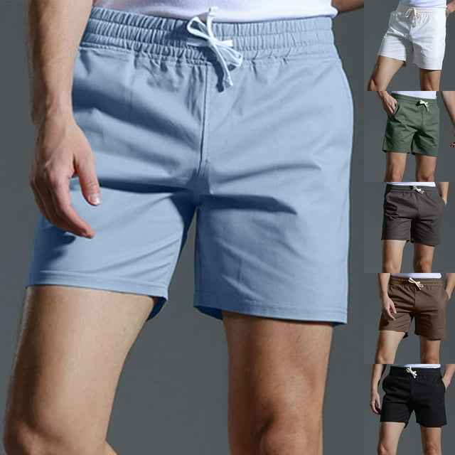 Athletic Shorts Men Solid Color Tie Suit Cool Breathable 4 Inch Shorts Daily Wear White XL