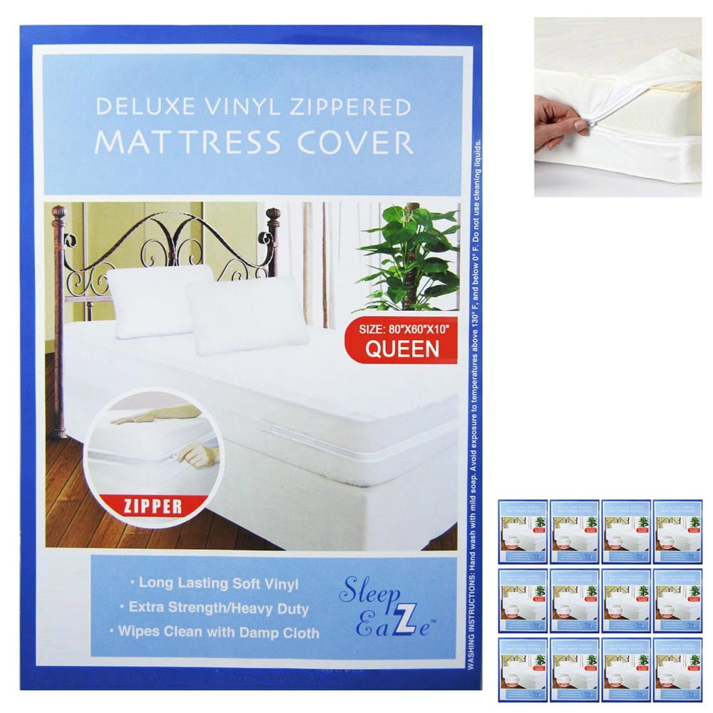 12 Zippered Mattress Encasement Waterproof Queen Size Cover Protector