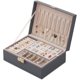 thumbnail image 1 of Joyero de viaje de cuero Vhermosa organizador de joyas 2 capas gris, 1 of 5
