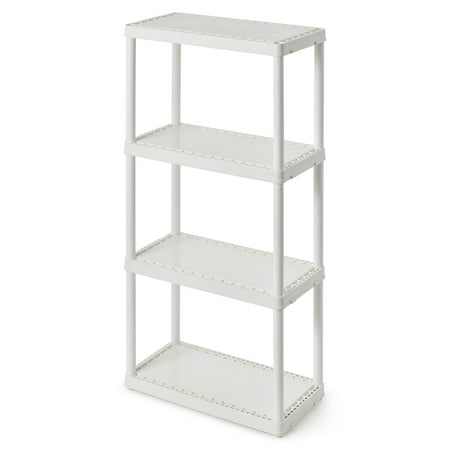 Gracious Living - Easily Assembled Light Duty Solid Plastic Shelving Unit - White