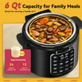 thumbnail image 6 of CARORI 9-in-1 Electric Pressure Cooker 6 Quart Black, Stainless Steel Pot, 12 Preset Functions with Touchscreen, Safe Steam Release, Stew, Slow Cook, Rice, Sauté, Warmer, 6 of 10