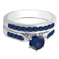 thumbnail image 2 of Dazzlingrock Collection 1.00 Carat (ctw) 14K Round Blue Sapphire Ladies Bridal Engagement Ring Set 1 CT, White Gold, Size 8, 2 of 7