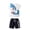 White, variant on Outfits for Boys Summer Shark Print Sporty Comfortable Short Sleeve Tee and Shorts Two Piece Playwear Casual Clothing Set White Size 7-8 Y