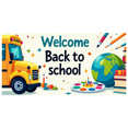 thumbnail image 1 of Welcome Back to School Banner Colorful School Bus Design Backdrop Decorations Classroom Events Party Supplies Photography Props, 1 of 4