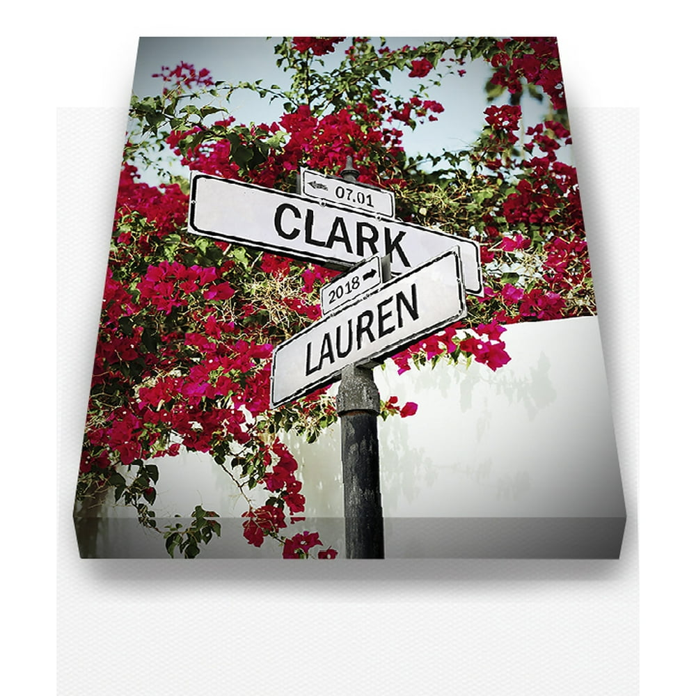 MuralMax Personalized City Street Sign Custom Anniversary Date & Family Names Canvas Wall