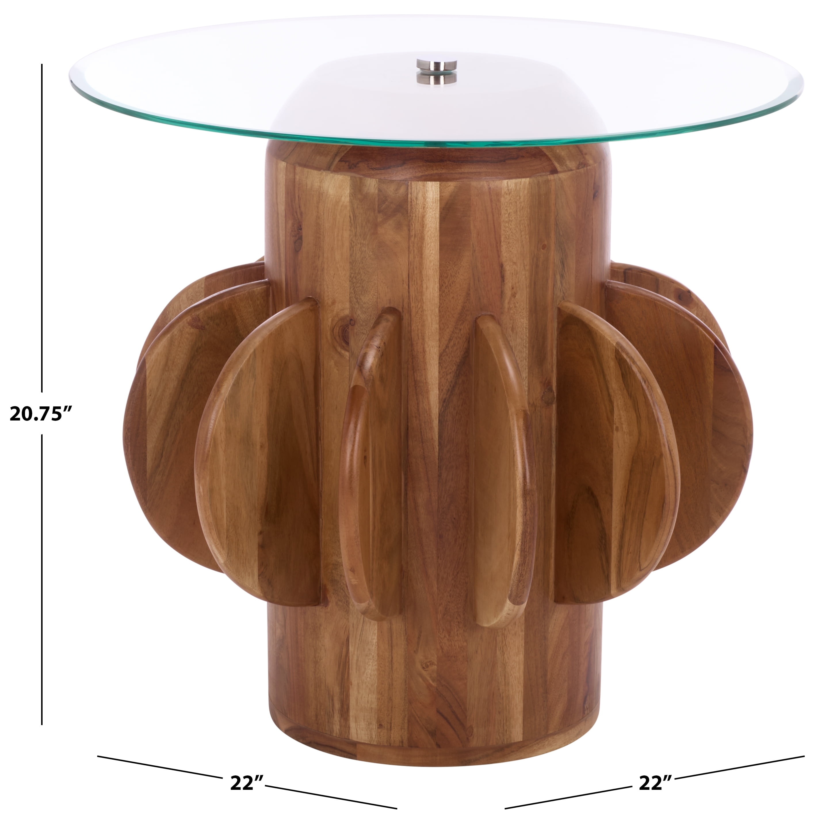 Safavieh Marata Modern Wood and Glass Round End Table, Glass / Walnut