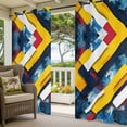 Abstract Diagonal Blocks Outdoor Curtains for Patio, Art Geometric Navy ...