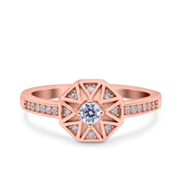 Black Tone, Simulated Cubic Zirconia Size-10 Art Deco Wedding Ring Band 925 Sterling Silver