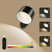 AISUO Wall Light, Touch & Remote Control Light, 7 Color Temperature & 5 Brightness Levels, 360 Degree Rotate Ball, Built-in 2500mAh Battery, Rechargeable Wall Light for Bedroom, Living Room.(Black)