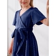 thumbnail image 3 of Flower Girl Dresses Wedding Guest Bridesmaid Party Short Sleeve Ruffle Velvet Formal Midi Teens Girls Dress Size 4-13Y, 3 of 12