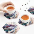 thumbnail image 4 of Leather Coasters with Heat-resistant for Drinks, Psychedelic Shark Artwork -标题2 Hexagon, 4 of 5