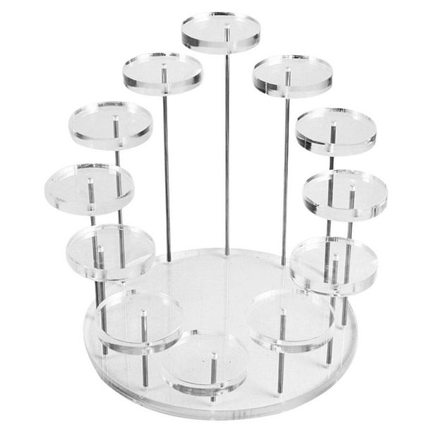 Soporte redondo para tartas, cupcakes, expositor de cosméticos, frutas, transparente Transparente L