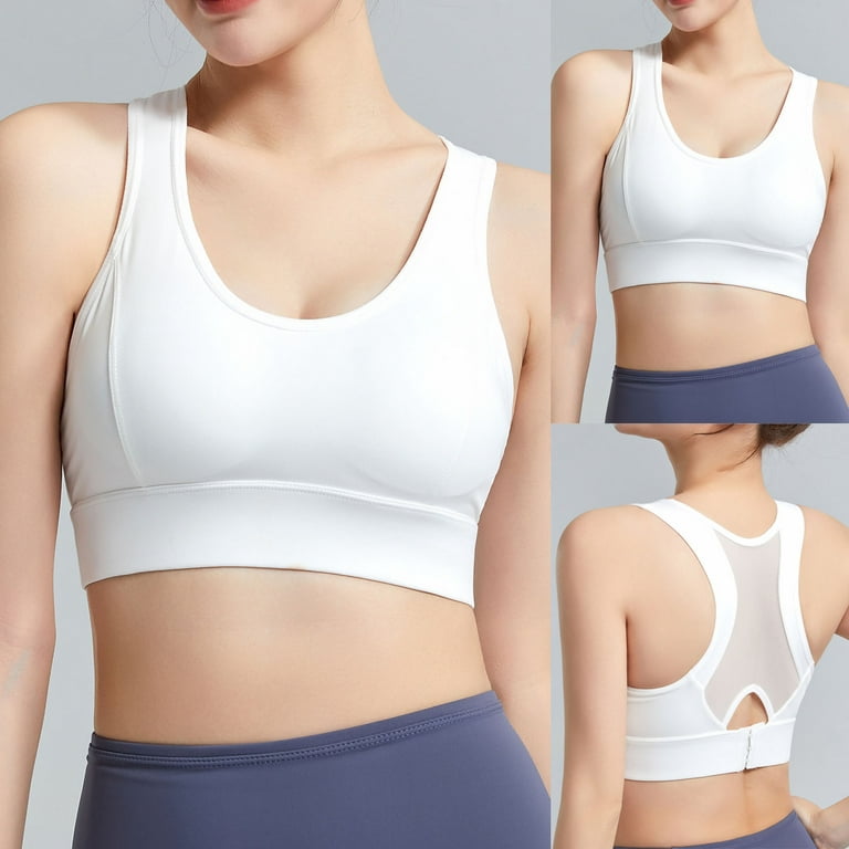 DAETIROS Sports Bras for Women- No steel ring Thin section Anti-shock Yoga  Undershirt Beauty back Small chest Running Womens Bras White Size L