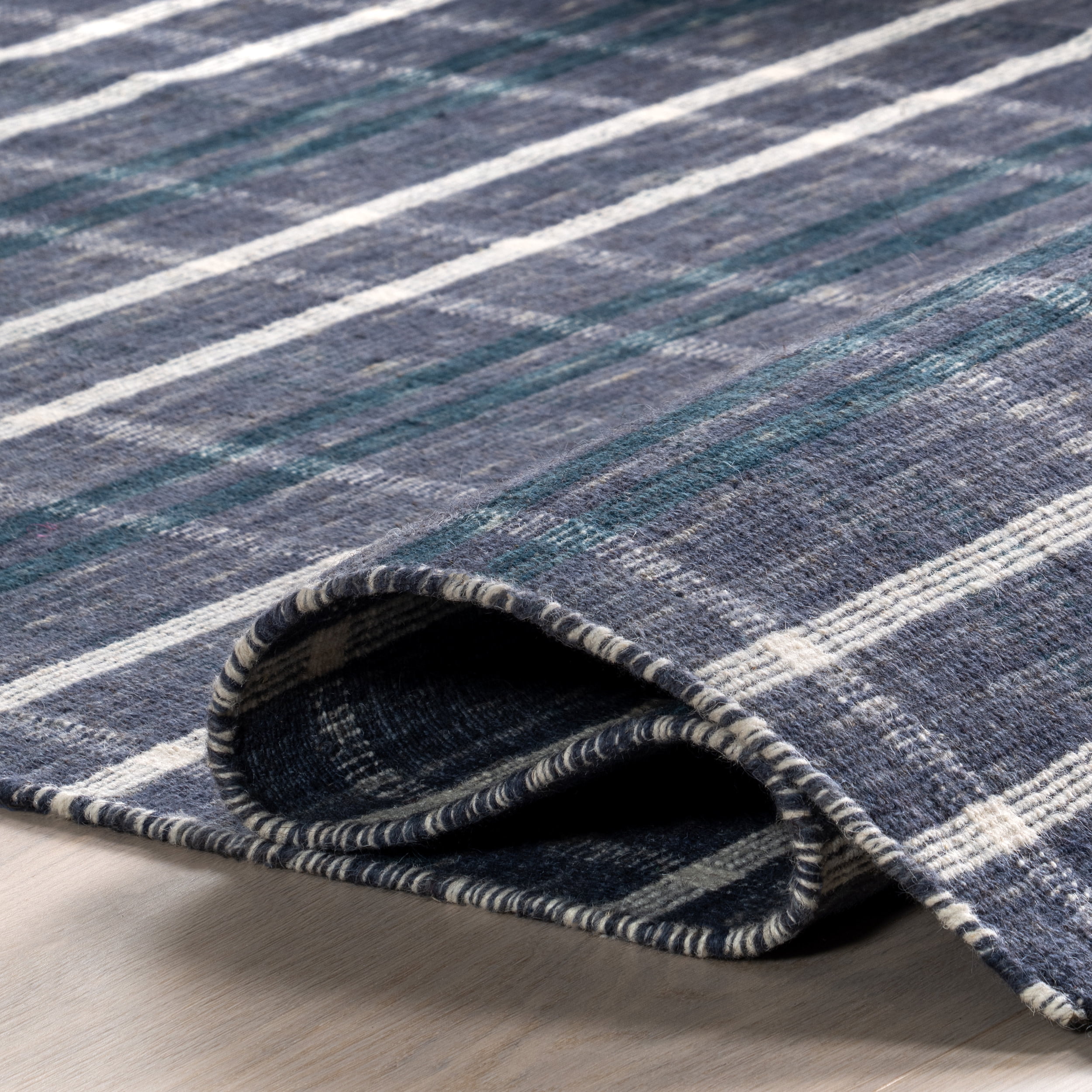 nuLOOM Loretta Plaid Wool Fringe Area Rug, 5' x 8', Blue