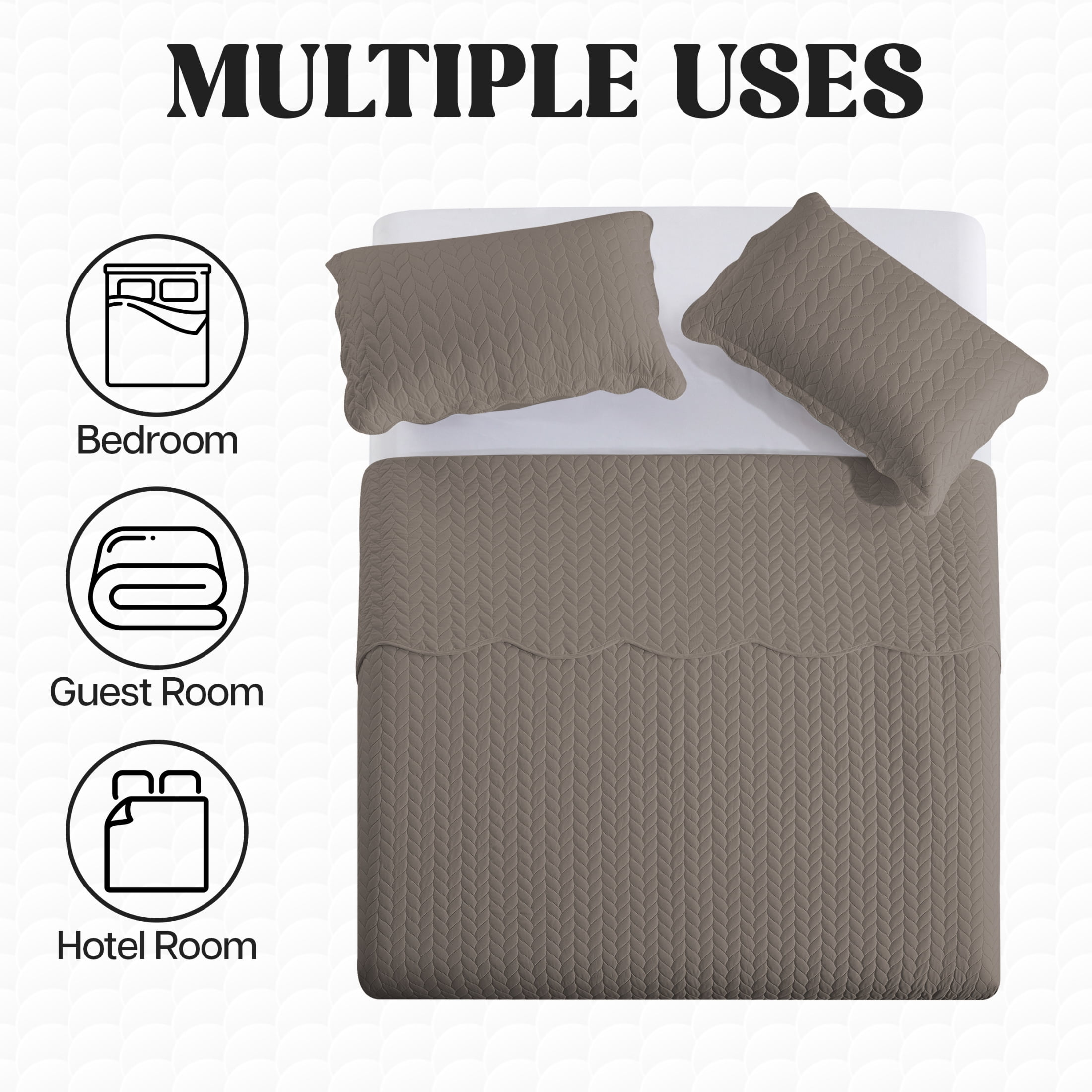 Moonlight20015 3 Piece Quilt Set Lightweight Ultrasoft Microfiber Bedding Beige Color Queen