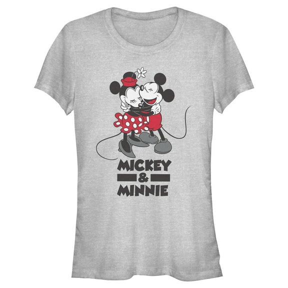 Junior's Mickey & Friends Couple Hug Graphic Tee Athletic Heather Large