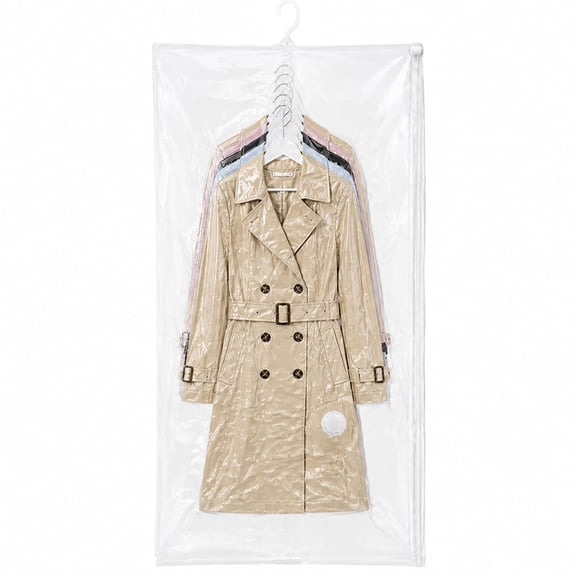 Garnen Hanging Vacuum Storage Bag 26"x43", Vacuum Seal Bags for Clothing, Vacuum Bags for Coats Jackets Dresses, 5 Ring Compression Bag Space Saver
