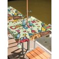 thumbnail image 2 of Outdoor Tablecloth with Umbrella Hole for Patio/Picnic/Party/Camping, Sage Green Children's Day Waterproof Table Cloth Square Cover Washable, Car Tree Stars Modern Abstract Art Cartoon (60"x 60"), 2 of 8